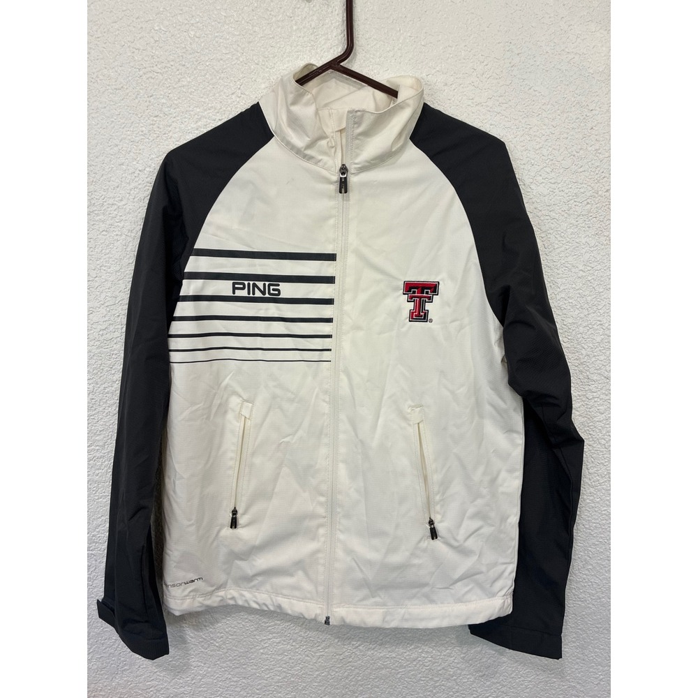 Ping Texas Tech Red Raiders Golf Jacket Mens Small White Black SensorWarm Zip